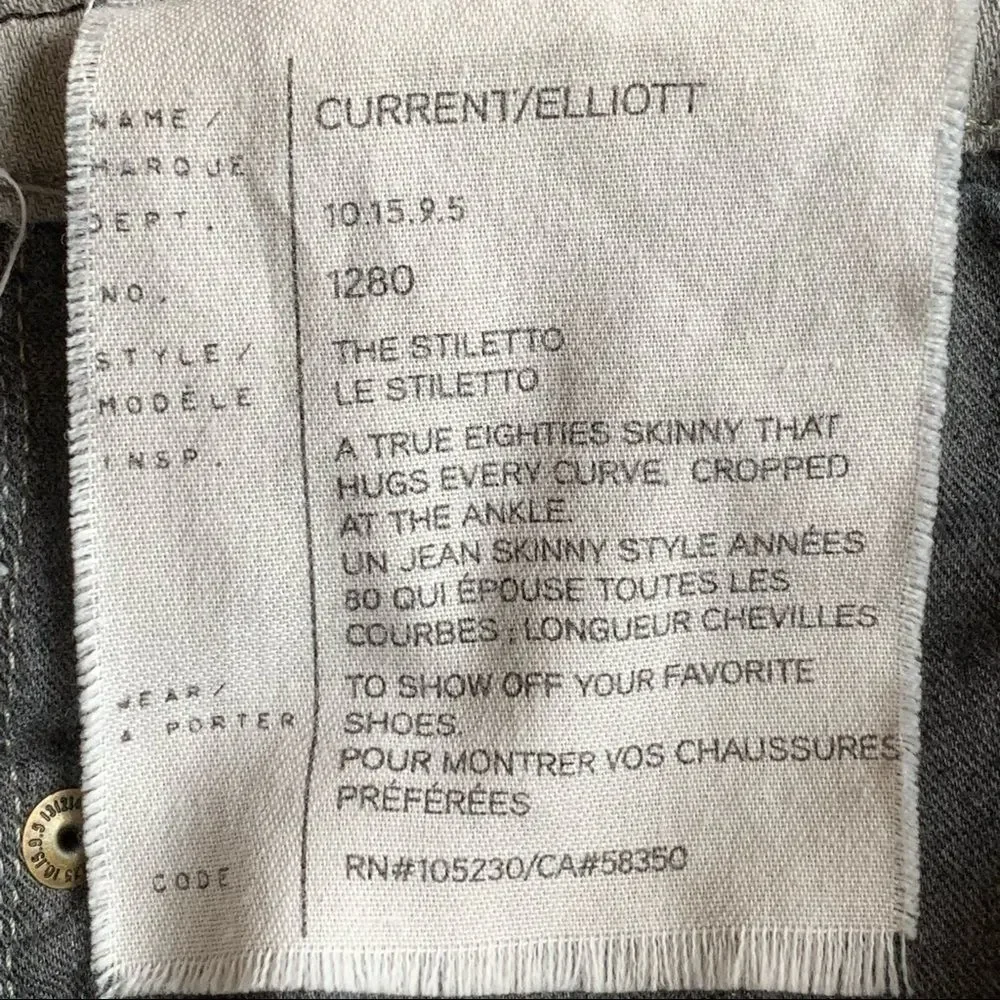 Current/Elliott The Stiletto Dillon Released Hem Jean Gray Size 28 - Picture 15 of 15